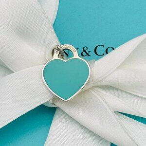 Tiffany & Co Retired Small RTT Blue Enamel Milano Heart Charm VGUC